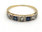 Art Deco 18K Gold and Platinum  with Diamonds and Sapphires Ring