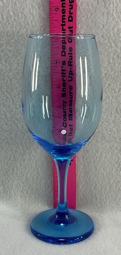 CRISTAR RIOJA Sky Blue 8" Vintage Wine Glass Glows Christmas Anniversary - Picture 6 of 8