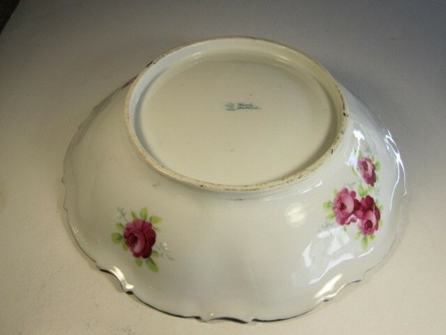 VTG Nippon Large Red & Pink Rose Decorated 10" Porcelain Bowl - Picture 5 of 7