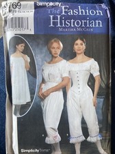 Uncut Simplicity Fashion Historian Pattern Corset Chemise 9769 Womens 14-20 UC
