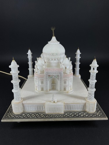 Vintage Anglo-Indian Carved Alabaster Taj Mahal Votive Light Electric 10x10x10 - Picture 2 of 12
