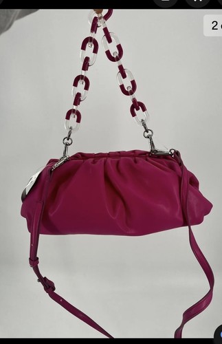 INC faux leather clutch crossbody convertible shoulder bag. HOT PINK - Bild 3 von 6