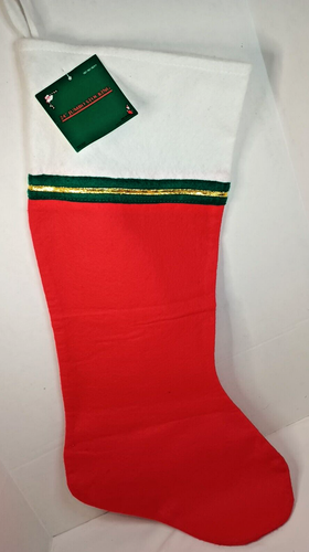 Regent Red Felt 24 Inch Christmas Stocking White Top with Gold Accent New - Picture 2 of 4