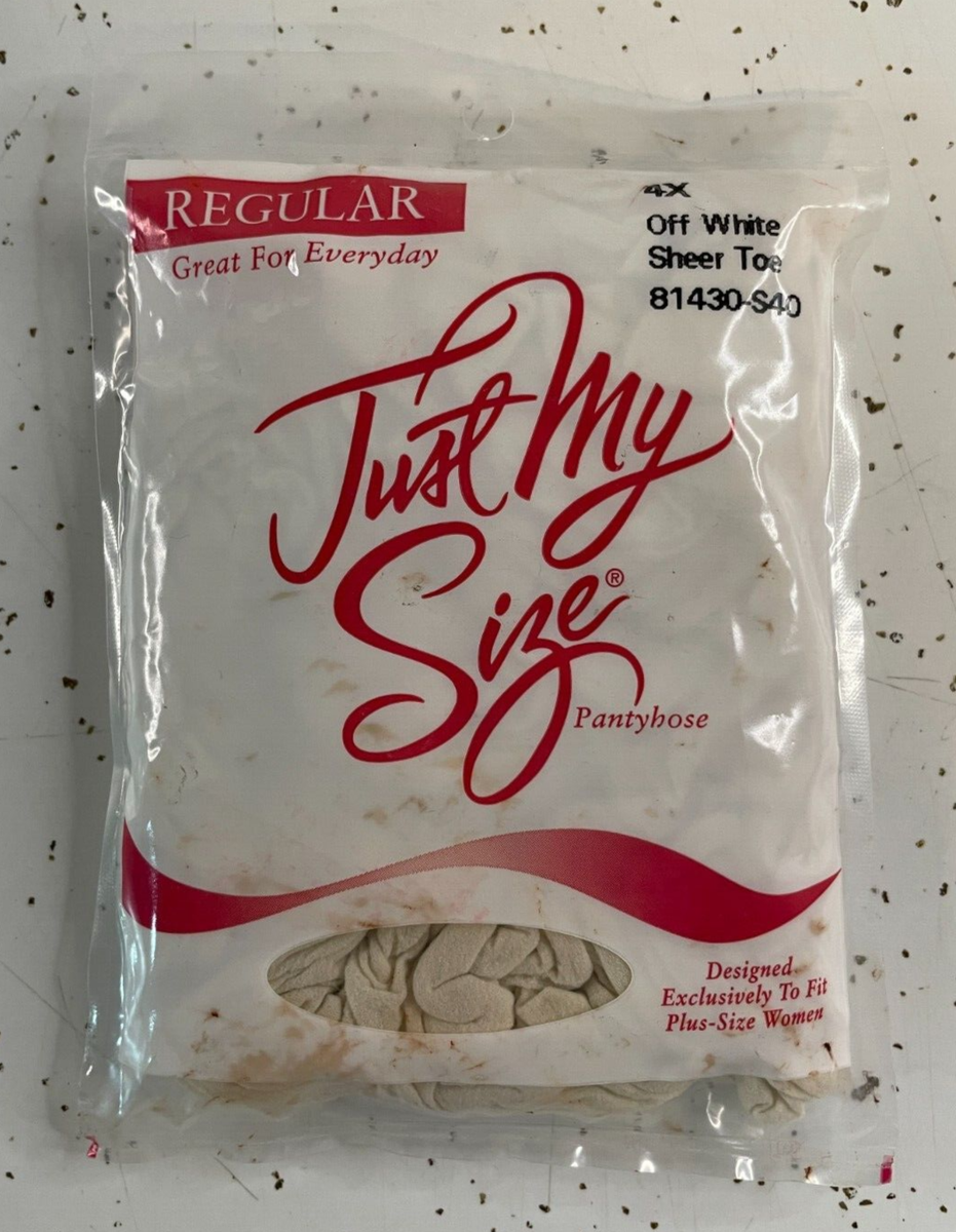Just My Size 4X Off White Sheer Toe Pantyhose Nylons 81430-S40