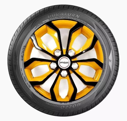 12 Inch Black Yellow Wheel Cover Wheel Cap Universal Model Set of 4 Pcs - Picture 2 of 6