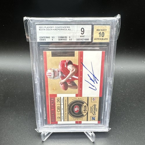 2011 Colin Kaepernick Auto Panini Playoff Contenders Rookie Ticket BGS 9 AUTO 10 - Picture 3 of 4