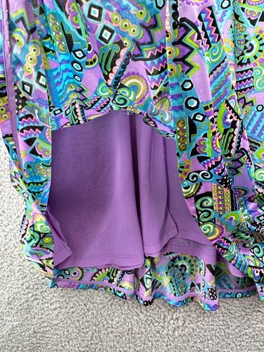 Vintage 60er Fit Flare Kleid Gr. Small Markenlos Groovy Lila Blau Kurzarm - Bild 10 von 11