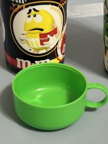 Contenedor de sopa de bocadillos aislado M&M 11 oz verde y azul 2002 con tapas - Imagen 6 de 17