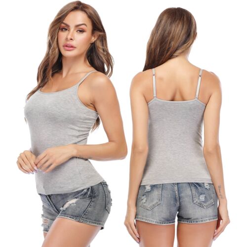 Womens Camisole with Built in Shelf & Padded Bra Adjustable Strap Vest Tank Top - Picture 8 of 35
