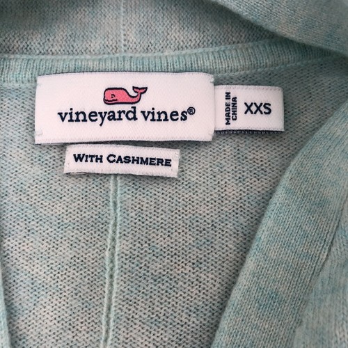Vineyard Vines Cardigan Womens XXS Wool Cashmere Open Long Sleeve Light Blue - Picture 3 of 10