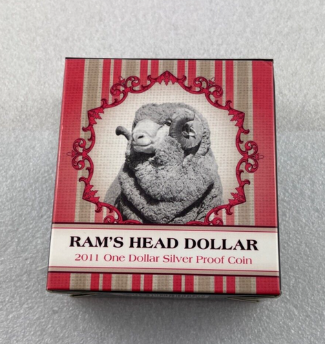 2011 Ram's Head Dollar $1 Silver Proof Royal Australian Mint 25mm Coin - Imagen 7 de 8