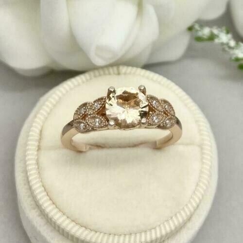 2Ct Lab Created Champagne Diamond Floral Engagement Ring 14k Rose Gold Finish - Bild 5 von 7