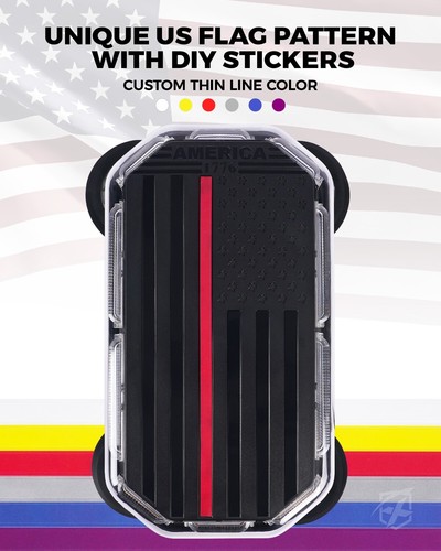 American Flag Amber LED Strobe Beacon Light Bar w/Control Panel Emergency Hazard - Picture 5 of 7