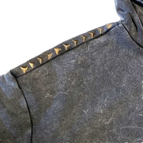 Sudadera pulóver con capucha recortada mediana Reebok para mujer - gris carbón tachonado - Imagen 3 de 10