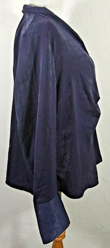 Something Navy Damen Top Large Nachtblau Drapiert Vorne V-Ausschnitt Langarm Wickeloptik - Bild 2 von 5