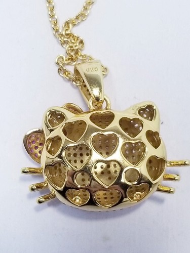 2 Ct Round Cut Lab Created Diamond Hello Kitty Pendant 14K Yellow Gold Finish - Picture 3 of 3