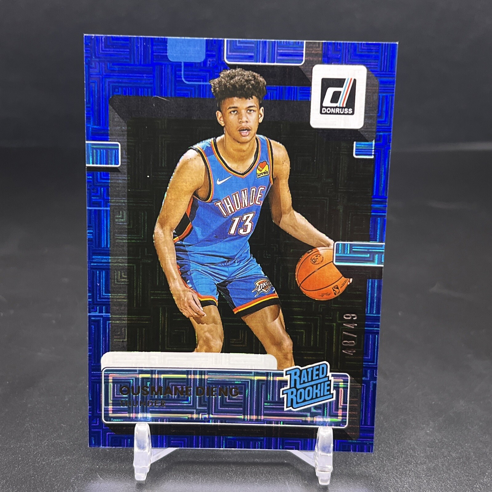 2022-23 Donruss Choice Ousmane Dieng Rated Rookie Blue Mojo /49 #211 Thunder JK1