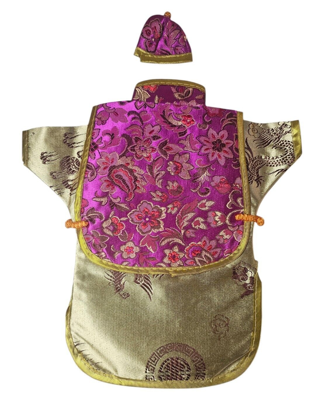NEW Oriental Wine Liquor Gold Purple Bottle Cover Home Decor Fabric Asian Kimono