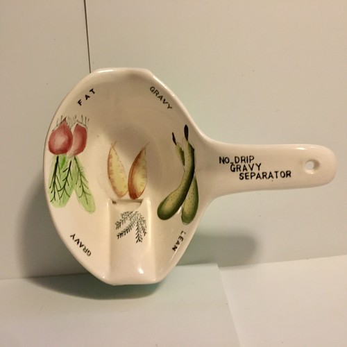 Separatore Grasso Gravy Vintage Ceramica Senza Goccia Disegno Verdure GIAPPONE Ottimo - Foto 5 di 6