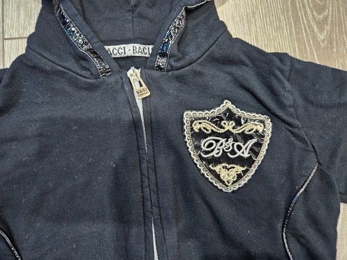 Bacci &Abbracci Super Soft Black Designer Hooded Sweatshirt size 4 Italy - Picture 3 of 4