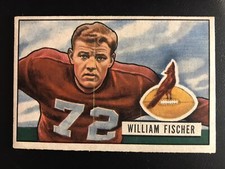 🏉 1951 Bowman Football # 65 William Fischer 🏈 Chicago Cardinals