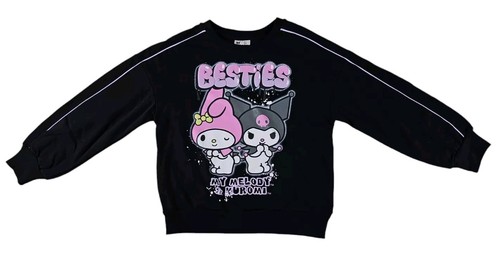 Kuromi My Melody Sweatshirt ~Black Pullover Sanrio Shirt Top Size Small (6-6x) - Picture 2 of 7
