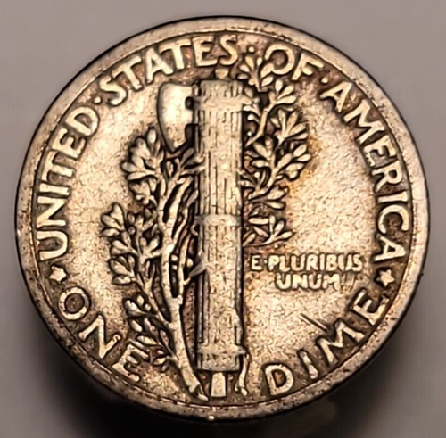 1926 P 90% SILVER TONED MERCURY DIME - Picture 4 of 7