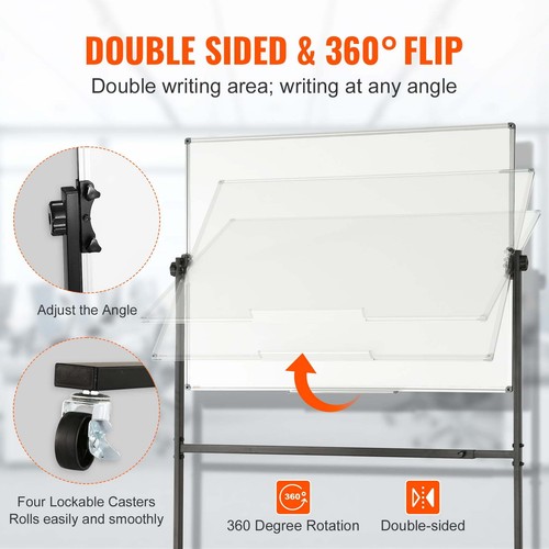 KFFKFF Mobile Double-Faced Magnetic Whiteboard, 48x32 inch, 22.93 lb - Picture 5 of 8