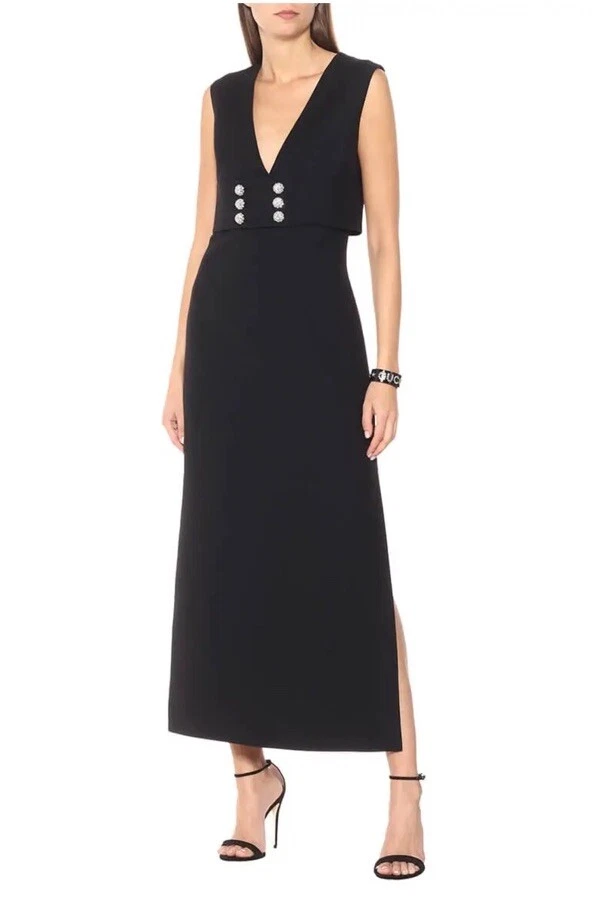 Robe cady GUCCI noire en soie et laine embellie taille 42 4 500, neuve avec étiquettes