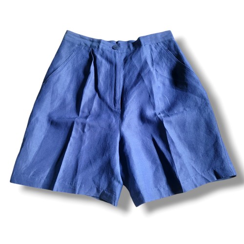 Calssiques Entier Silk Linen Ultra High Rise Tailored Dress Shorts XS Blue