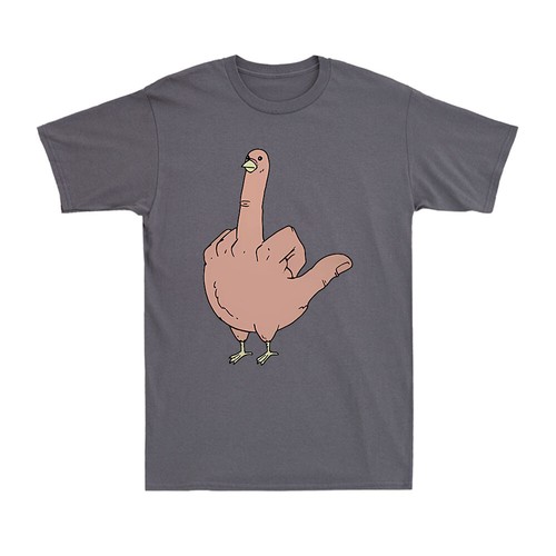 Chicken Middle Finger Funny Gesture Gift Rude Joke Vintage Men's Cotton T-Shirt - Picture 6 of 10