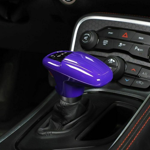 3pcs Purple Gear Shift Knob Cover Trim Bezels for Dodge Challenger/Charger 2015+ - Foto 4 di 9