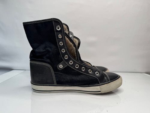 Tory Burch Women’s Black Fur-Lined High-Top Sneakers – Size US 7.5 / UK 5.5 / EU - Picture 7 of 8