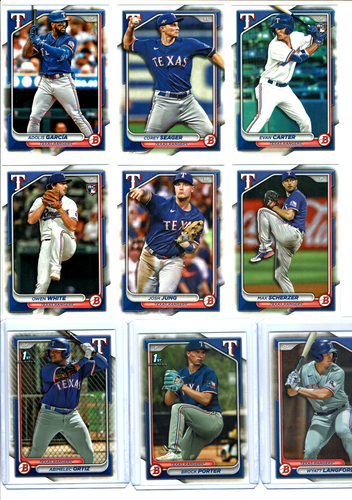 2024 Bowman Baseball Texas Rangers Team Set (10) Base Cards ++WOW++ - Picture 2 of 3
