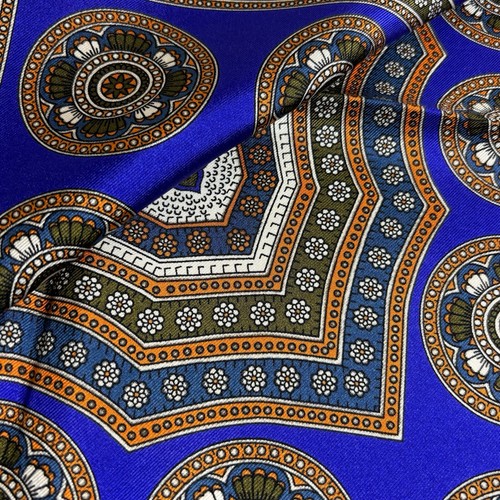 Regal Purple & Orange Geometric Silk Pocket Square (Hand-Rolled in England) - Picture 7 of 7