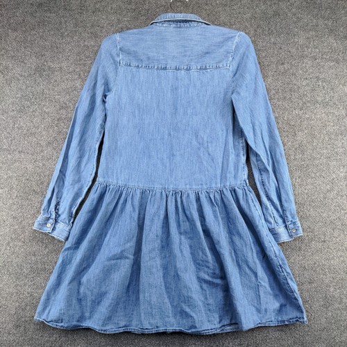 Gap Denim Girls Button-Up Shirt Dress XL Long Sleeve Blue Chest Pocket - Picture 5 of 12