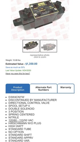 Parker Directional Control Valve d3w4cnyw (Brand New) - Picture 2 of 2