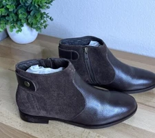 J Jill Ankle Boots Women's Sz 7M Brown Leather Suede Straps Boho Casual Western