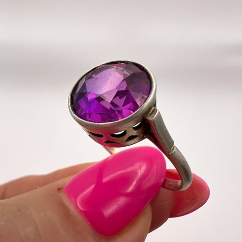 Vintage USSR Sterling Silver 875 Women's Jewelry Ring Pink Topaz Size 9 - Bild 4 von 8