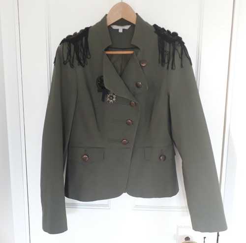 Red Herring Army Coat Military Coat Jacket Khaki Green Sz UK 14 - Picture 2 of 10