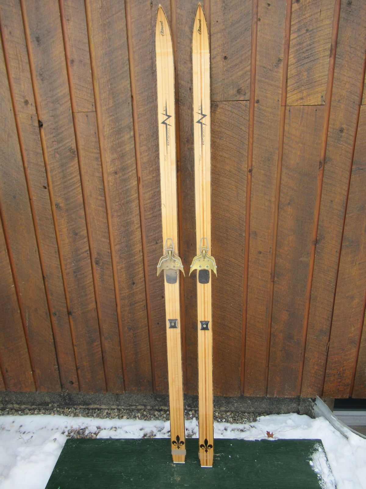 INTERESTING OLD Skis 68 Long BLOND Finish Signed CLEMENT with Metal Bindings INTERESTING OLD Skis 68 Long BLOND Finish Signed CLEMENT with Metal Bindings