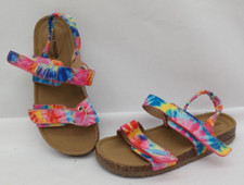 Steve Madden Girls Sandals Multicolor Size 1 Slingback Tiedye Rainbow Shoes WE