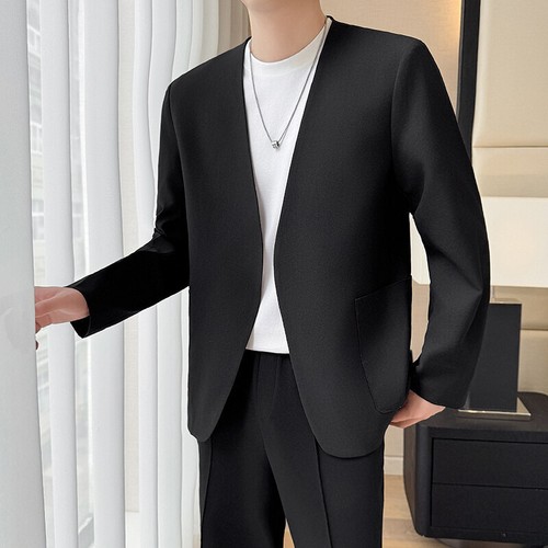 Spring Men's Casual Cotton Suit Jacket Long Sleeved Loose One Button Suit Jacket - Picture 17 of 26