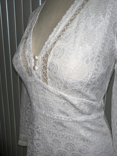 Topshop White Crochet Lace easter V-Neck Boho Dress nwt sz US 4 @ - Picture 6 of 10