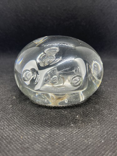 Hand Blown Glass Paperweight Signed Karg Clear Glass With Bubbles Stunning - Bild 3 von 9