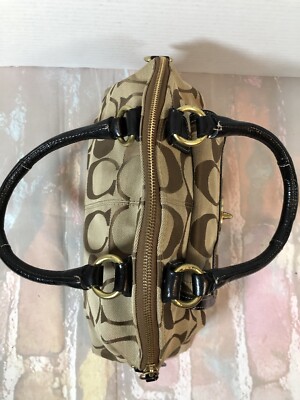 Rare Womens Coach Bag Signature Black Leather Trim Shoulder