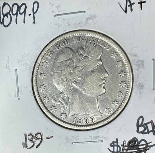 1899-P MEZZO DOLLARO ARGENTO BARBIERE ~ VF+ ~ BELLA MONETA~ - Foto 1 di 2