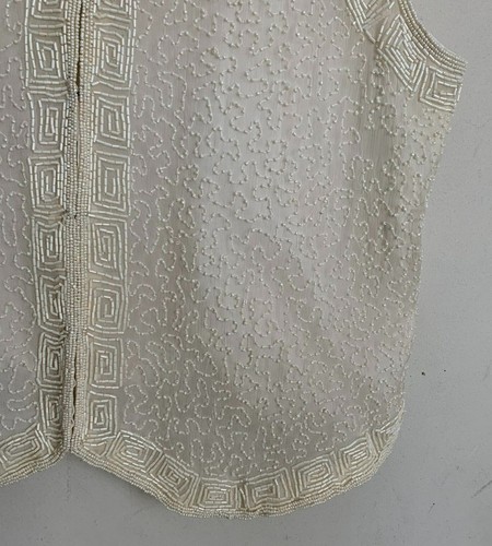Rafaella Vest Creme Beaded Collarless V-Neck Hook Eye Close Lined Size S - Picture 6 of 9