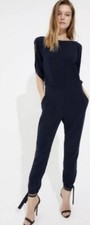 NWT Halston Heritage Navy Blue Jumpsuit Cold Shoulder 4