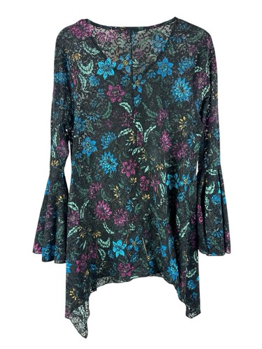 Gathy Womens Floral Whimsigoth Fairy Grunge XL Flutter Sleeve Asymmetrical - Picture 7 of 9